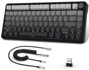 AJAZZ x Attack Shark X85 Teclado Mecánico de Junta,75% Teclado Inalámbrico para Juegos con Knob,Acolchado de 5 Capas,PBT Side-Printed Keycap,BT/2,4G/USB-C,Interruptor Lineal,Hot-Swap,RGB,para PC,Mac
