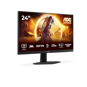 AOC 24G4HRE Gaming Monitor 24 Pulgadas 200Hz Panel Fast IPS, 1ms GtG, HDR10, G-Sync Compatible, Altavoces, (1920×1080 HDMI 2X 2.0) Negro
