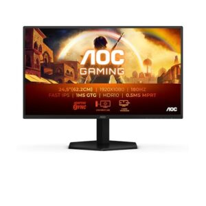 AOC 25G42E Gaming Monitor 25 Pulgadas 180Hz Panel Fast IPS, 1ms GtG, HDR10, G-Sync Compatible, (1920×1080 HDMI 1x 2.0 DP 1x 1.4) Negro