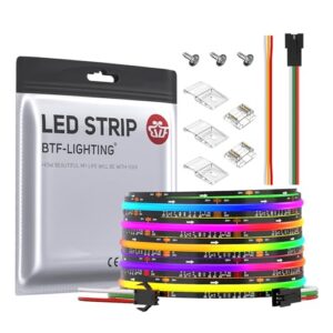 BTF-LIGHTING Tira LED FCOB SPI RGB WS2811 IC 24V 5m 720LEDs/m PCB negro