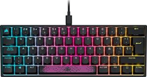 Corsair K65 RGB MINI 60% Teclado Mecánico con Cable para Juegos – Interruptores CHERRY MX ROJO – Teclados PBT Double-Shot – Compatible con iCUE – QWERTY ES – PC, Mac, Xbox – Negro