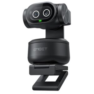 EMEET PIXY Cámara PTZ 4K con Doble Cámara y Seguimiento por IA, Enfoque Rápido de 0,2 s, 3 Micrófonos, Control por Gestos, Webcam 4K para Streaming y Compatible con Twitch/Switch 2
