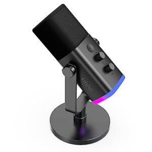 FIFINE XLR USB Microfono Gaming per PC PS4 PS5, Streaming Micrófono de Dinámico per Podcast Studio para Estudio Grabación