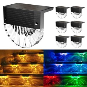 FIFlying Luces Solares Led Exterior Jardin, 6 Piezas Luz Solar Exterior, IP65 Impermeable Focos Led Solares, 3 Modelos Luz Solar Jardin, Auto ON/OFF Luces Solares para Valla Patio Escaleras Escalones