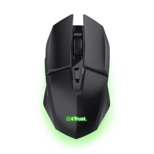 GXTrust 1108 Vylax Ratón Inalámbrico Gaming Recargable, Batería de 80h, 800-4800 dpi, Iluminación LED Multicolor, Receptor USB Almacenable, 6 Botones, Ratón Gaming para Portátil PC, Negro