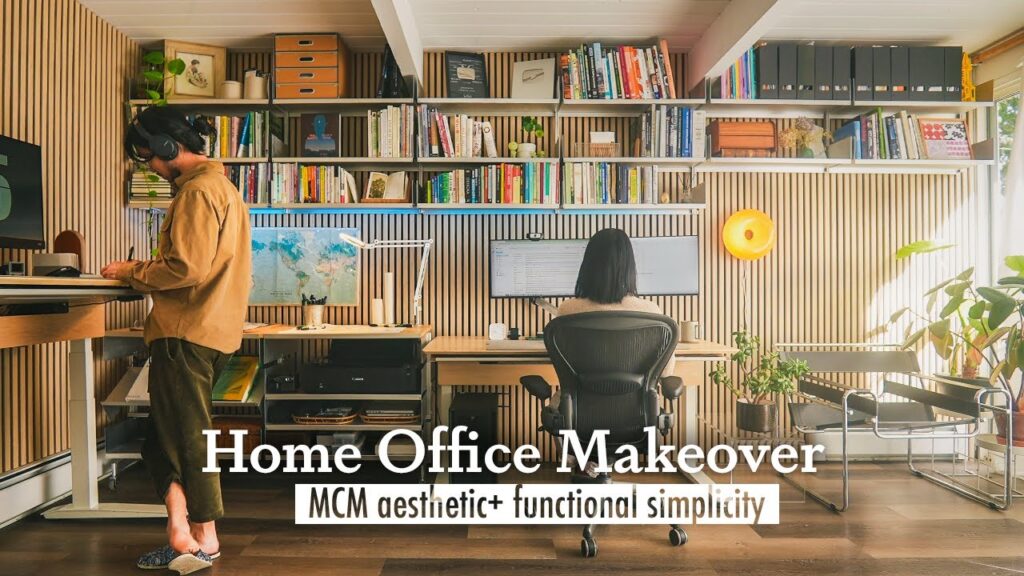 Home office: renovación mid-century, funcional y ergonómica