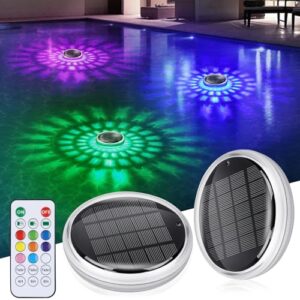 INTERESTIME Luz Solar Piscina Flotantes, RGB Cambio de Color, Paquete de 2