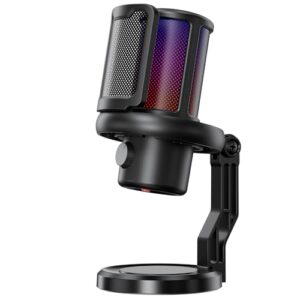 K KASONIC Micrófono USB Gaming con Iluminación RGB & Filtro Anti-Pop
