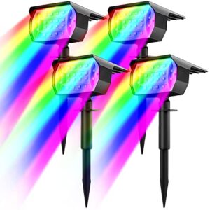 nipify RGB Focos Led Solares, [4 Piezas/7 Modos] Luces Exterior Jardín, Impermeable para Halloween, Caminos, Suelo, Patio, Terraza y Camping