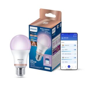 Philips Smart Lighting, Bombilla Inteligente LED RGB A60, E27, 1521 lm, Color y Blanco Ajustable 2200 K-6500 K, Regulable Baja, Connected by WiZ, Alexa, Google Home, Apple Home