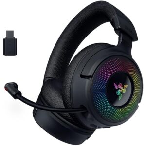Razer Kraken V4 – Wireless Gaming Headset (3 Modes Connectivity, Triforce 40mm Drivers, 9-Zone RGB Earcup Lighting, Mix & Volume adjustments, THX Spatial Audio) Black