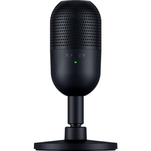 Razer Seiren V3 Mini – Micrófono USB ultracompacto – micrófono de condensador de 14mm (patrón de captación supercardioide, sensor Tap-to-Mute con indicador LED, amortiguador incorporado) Negro