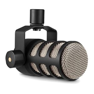 RØDE PodMic Micrófono dinámico de calidad de radiodifusión con soporte giratorio integrado para podcasting, streaming, gaming y grabación de voz, XLR (Negro)