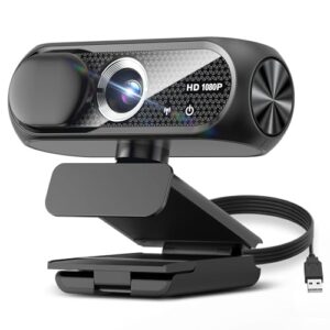 Shcngqio 1080P HD Webcam con Micrófono, Cancelación de Ruido, Cubierta de Privacidad, Gran Angular, Corrección de Luz, Plug & Play USB para Laptop, PC, Mac, Zoom, Skype, Streaming
