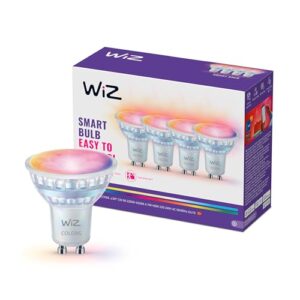 WiZ Foco Inteligente LED de cristal GU10, RGB, equivalente a 50 W, 2200-6500 K, 345 lm, regulable, compatible con Alexa, Google Assistant y Apple Home, 4 ud.