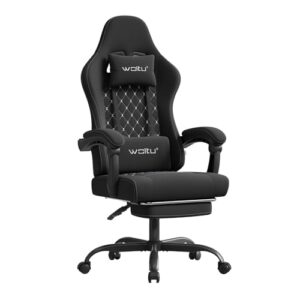 WOLTU Silla Gaming,Ergonómica Silla Gamer con Soporte Lumbar,Negro+Blanco
