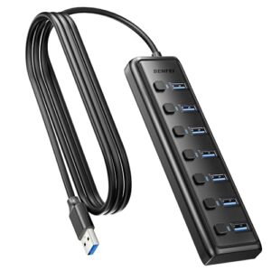 BENFEI Hub USB 3.0 de 7 Puertos, Divisor USB Ultracompacto Portátil con Cable de 1 Metro – Compatible con MacBook Pro/Air, Mac Pro, Mac Mini, iMac, Surface Pro, HDD Móvil (Sin Puerto de Carga)