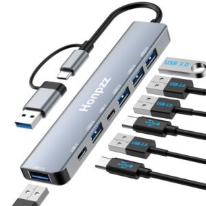 Hub USB 3.0,USB Hub 7 en 1 USB C HUB,HUB Incluye 1*USB 3.0 5Gbps, 4 *USB 2.0, 2 * USB-C,Adaptador USB,regleta USB Compatible para MacBook,iMac,iPad,Surface, XPS, PC, Windows, Linux, portátiles, etc.