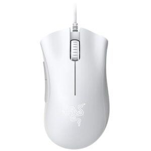 Razer Ratón para juegos DeathAdder Essential, Sensor óptico, 6400 DPI, 5 Botones programables, Interruptores mecánicos, Agarres laterales de goma, Color Blanco